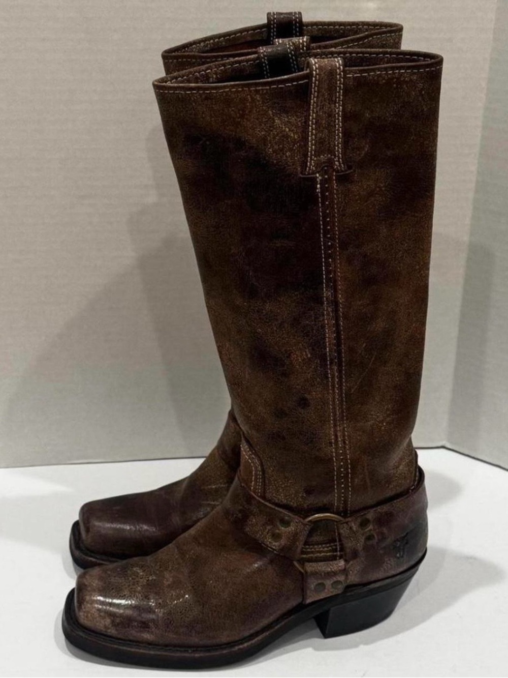 FRYE - Tall knee high harness boots chocolate